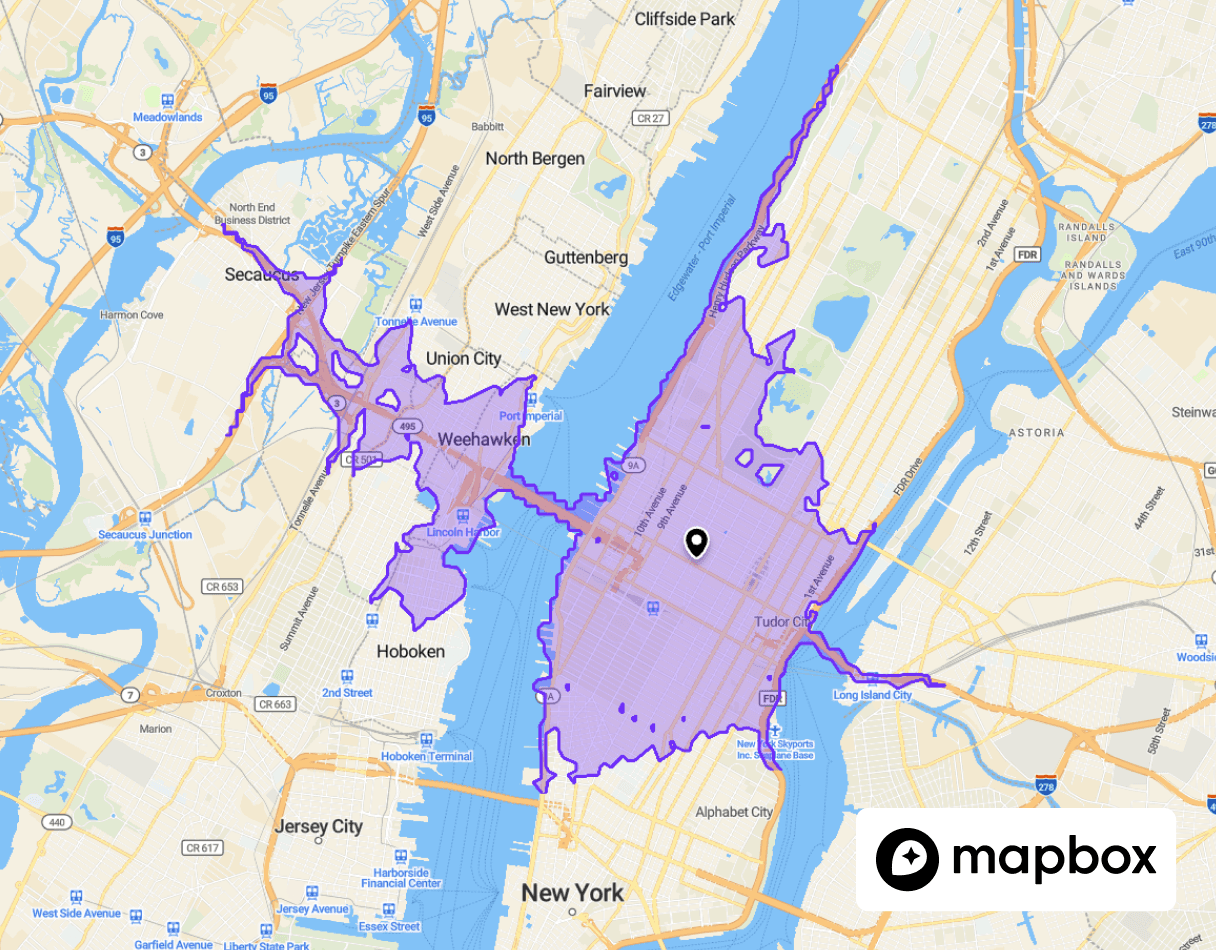 Mapbox 4 hours isochrone