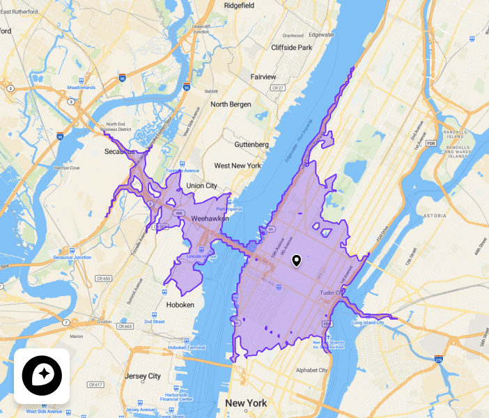 Mapbox 15 minutes isochrone