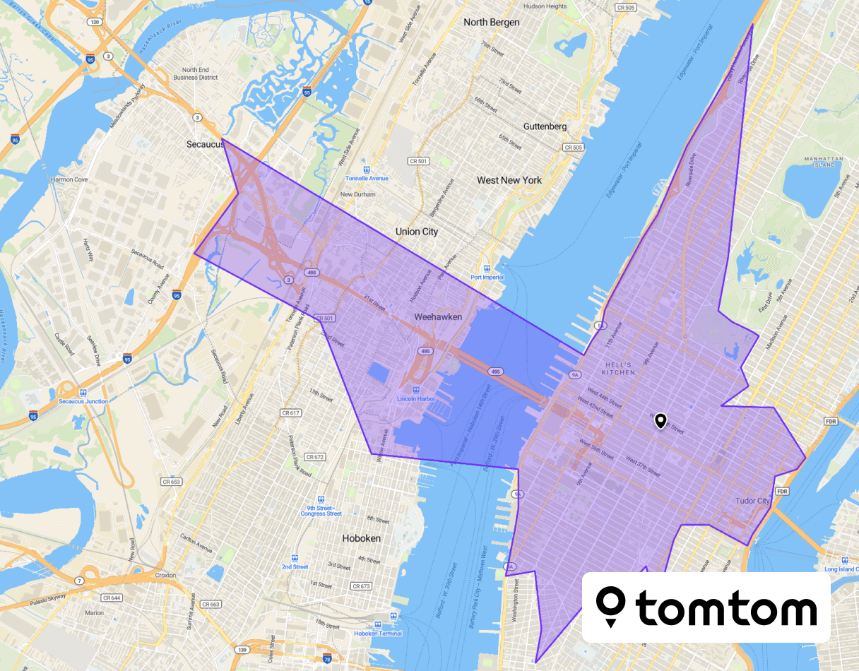 TomTom 4 hours isochrone