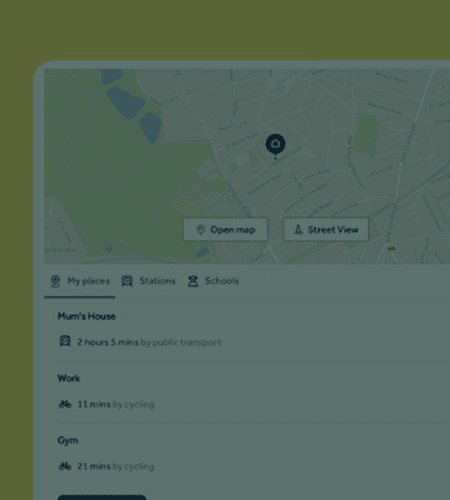 Rightmove property listing on a map