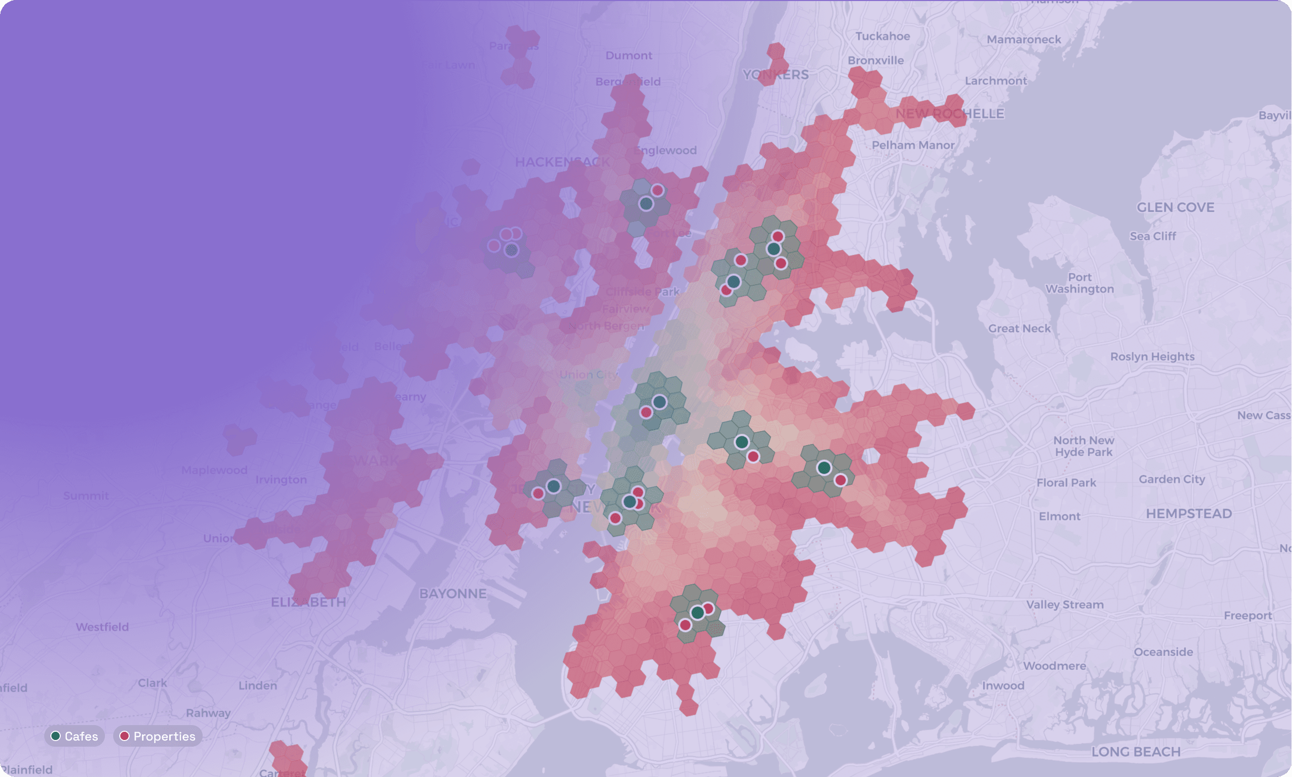 Map showing travel-time isochrones around Manhattan